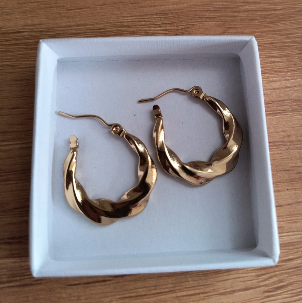 Gold Twisted Hoop Earrings